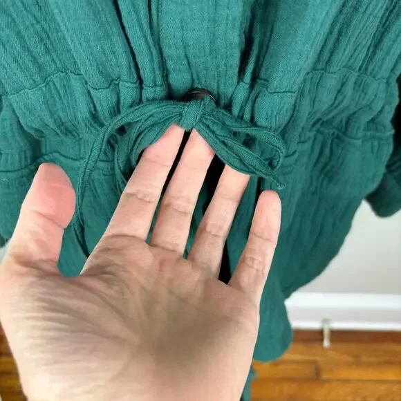 Raquel Allegra size 1 Small Green Cotton Gauze Anorak Jacket button relaxed - Picture 5 of 11